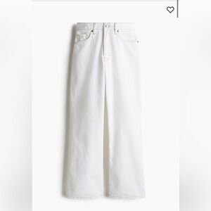 H&M Relaxed Straight Jeans White Mid-Rise Button Fly Size 8 Denim